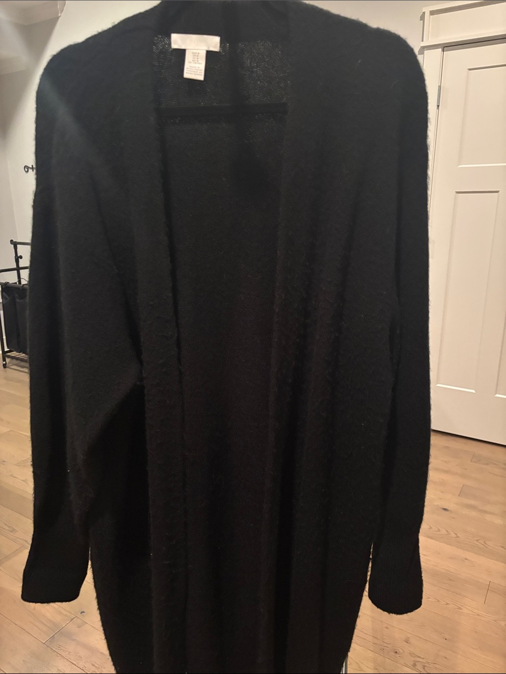 H&M Black Open-Front Women's Long Knit Cardigan